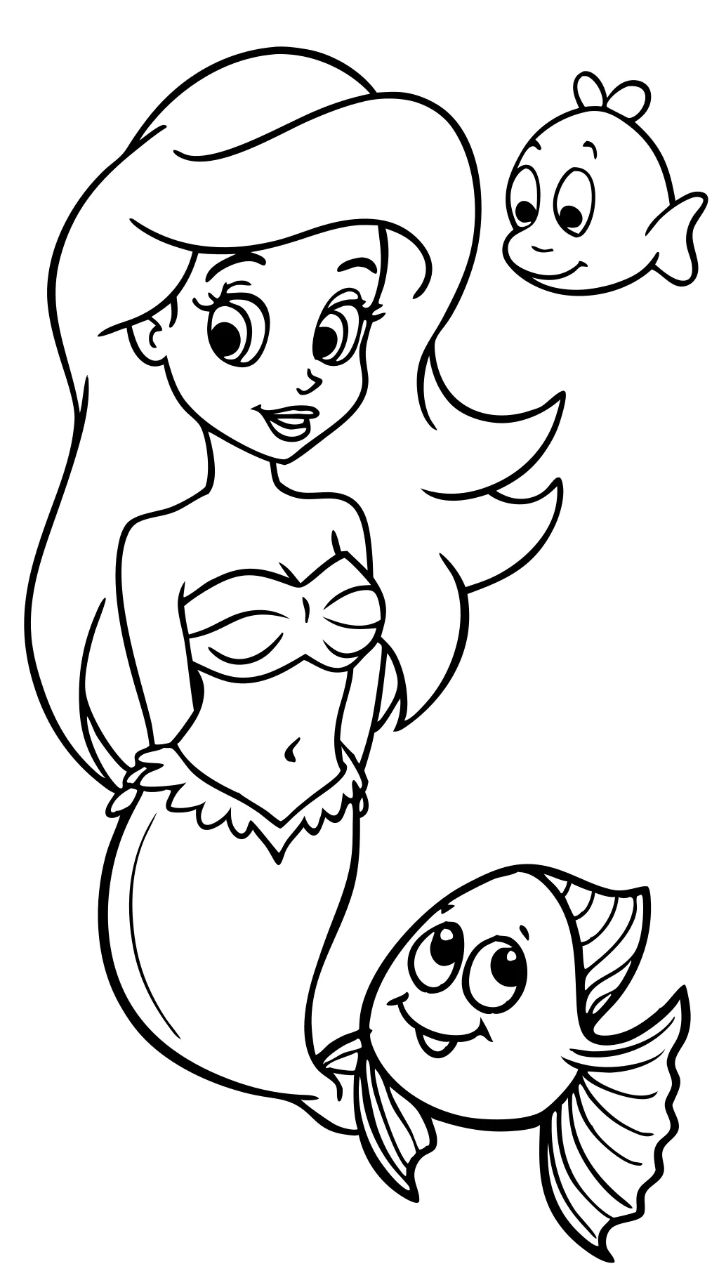 ariel and flounder coloring pages